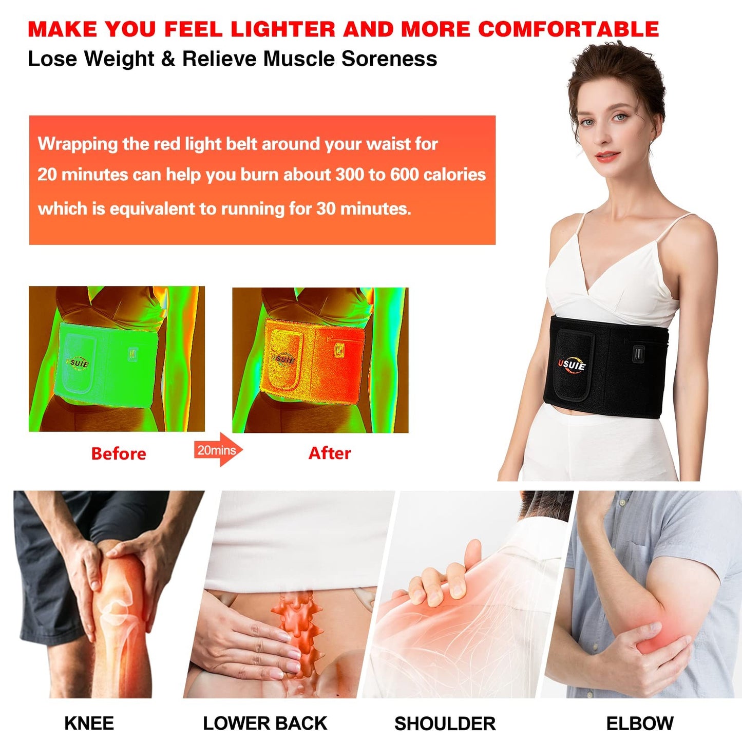 Usuie Red Light Therapy Belt, Infrared Light Therapy Wrap Red Light Th