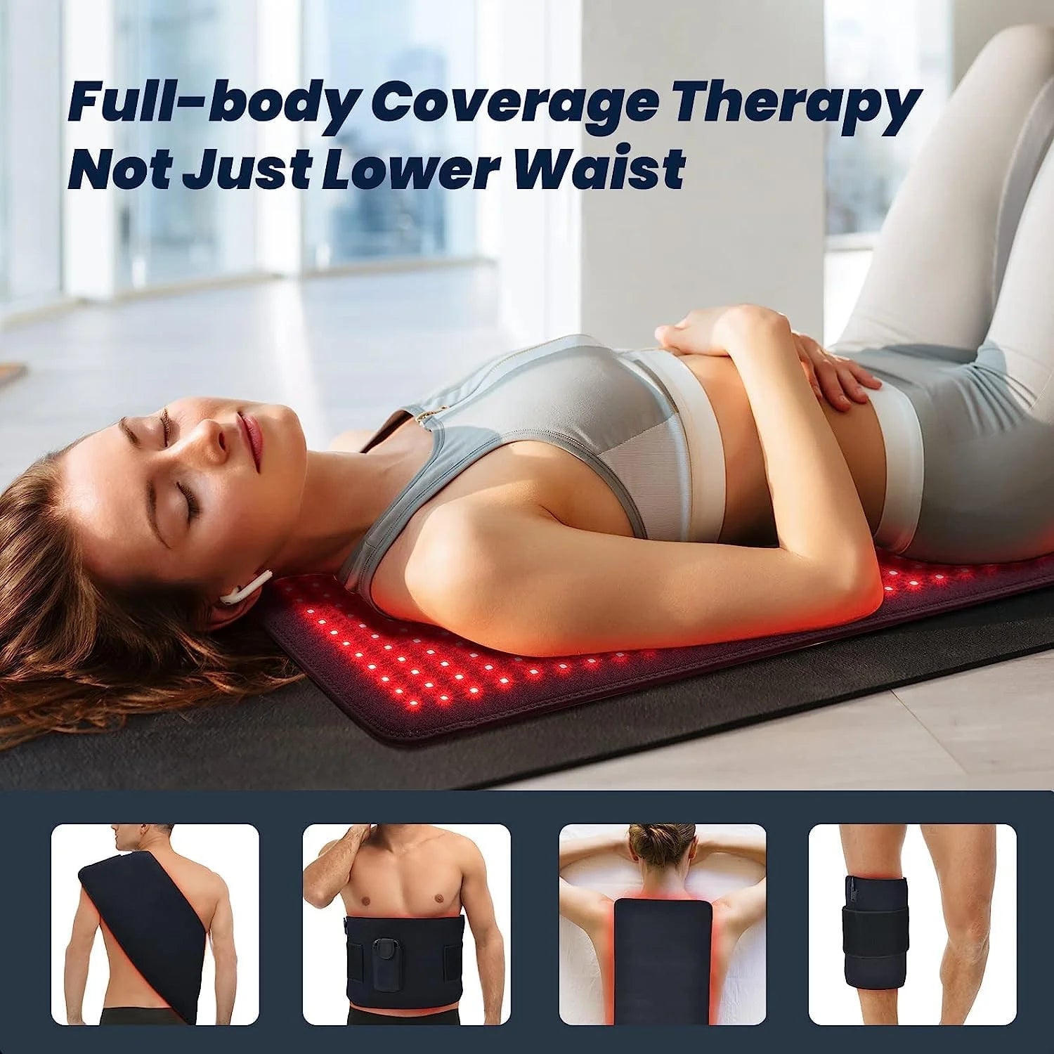 Red Light Therapy Pad for Body, Infrared Light Therapy Mat with Timer for Back Belly Knee Waist Leg Joint Muscle, Full Body Pain Relief for Women Men.