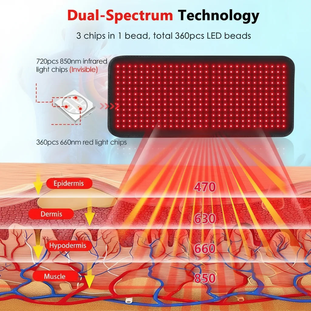 Red Light Therapy Pad for Body, Infrared Light Therapy Mat with Timer for Back Belly Knee Waist Leg Joint Muscle, Full Body Pain Relief for Women Men.