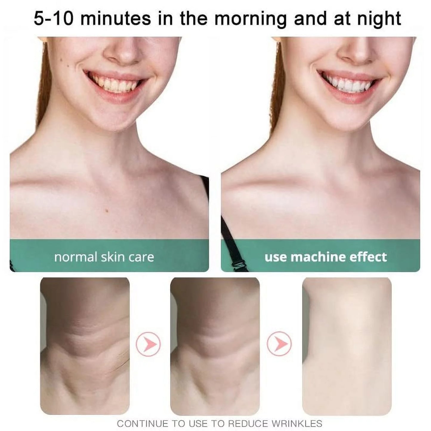 Neck Face Firming Removal Tool, Double Chin Reducer Skin Rejuvenation Neck Face Lift Anti-Aging Beauty Device on Triple Action LED Therapy, Thermal and Vibration Technologies for Skin Care