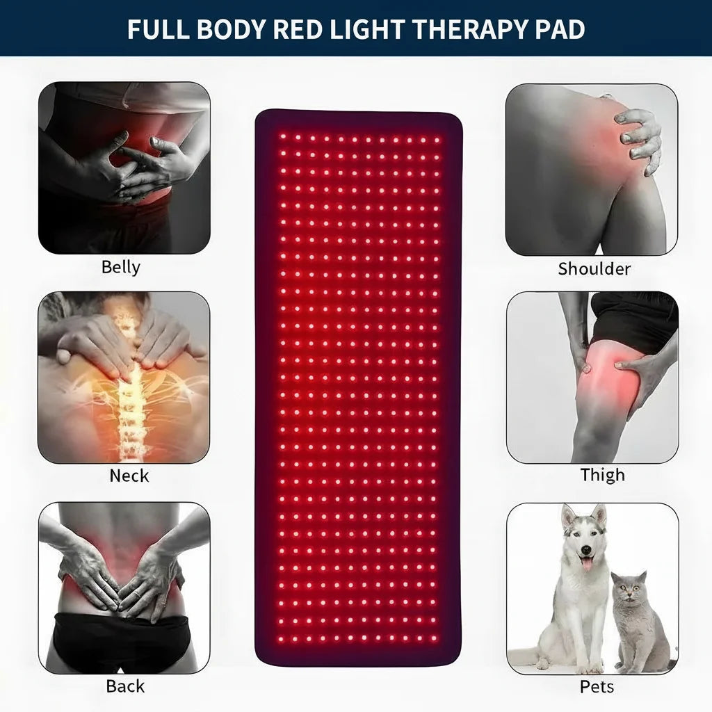 Red Light Therapy Pad for Body, Infrared Light Therapy Mat with Timer for Back Belly Knee Waist Leg Joint Muscle, Full Body Pain Relief for Women Men.
