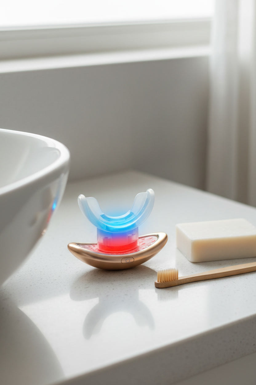 LumiGlow THE ICON on minimalist bathroom countertop